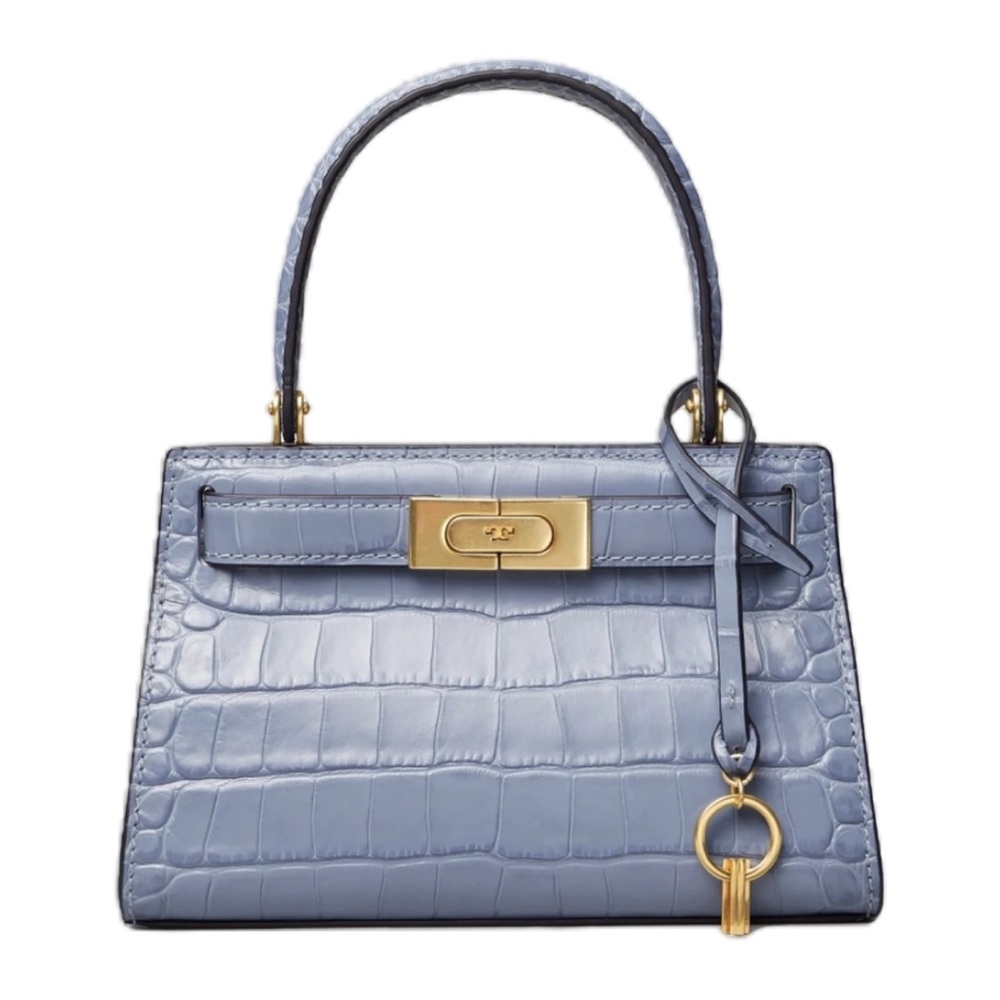 Tory Burch Lee Radziwill Croc Embossed Mini Leather Satchel